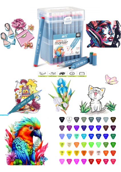 Art-X Sketch Marker Çift Taraflı Kalem Seti 48'li