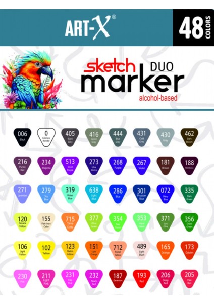 Art-X Sketch Marker Çift Taraflı Kalem Seti 48'li modelleri