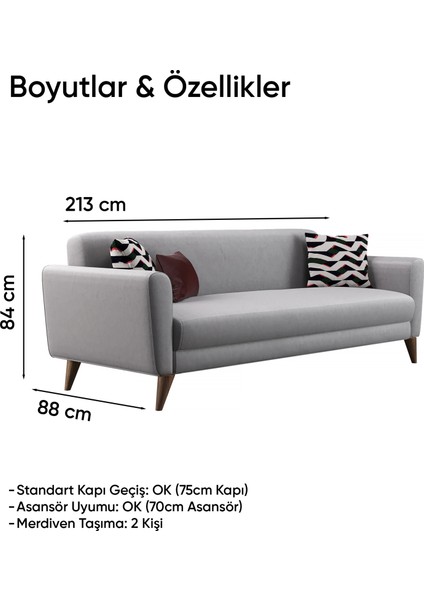 Mona Line Üçlü Koltuk - Gri fırsatları