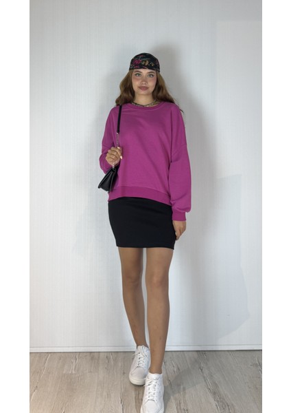 Kadın Bisiklet Yaka Üç Iplikli Uzun Kollu Oversize Basic Sweatshirt fırsatları