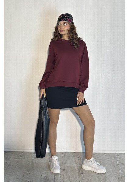 Kadın Bisiklet Yaka Üç Iplikli Uzun Kollu Oversize Basic Sweatshirt fırsatları