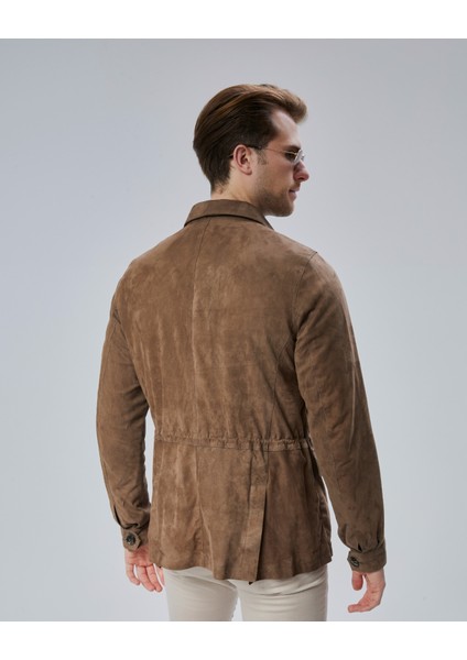 Erkek Safari Düğmeli Hakiki Deri Sütlü Kahve Süet Ceket indirimleri