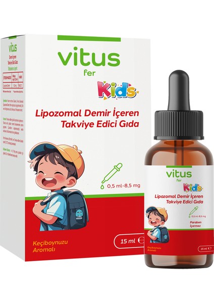 Vitus Fer Kids Lipozomal Demir Içeren Takviye Edici Gıda Diş Boyamaz 15 ml fiyatları