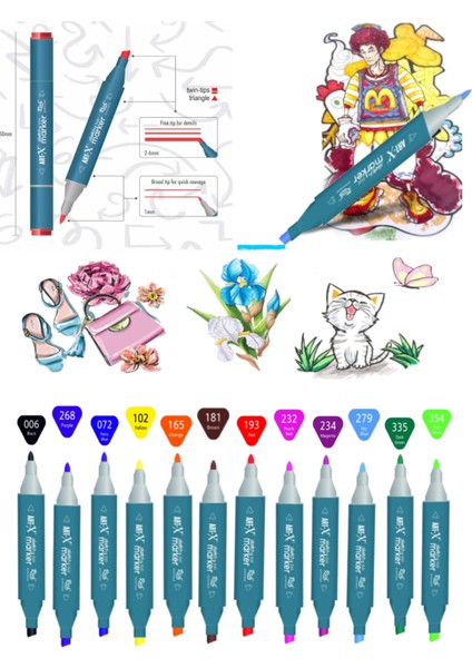 Art-X Sketch Marker Çift Taraflı Kalem Seti 12'li