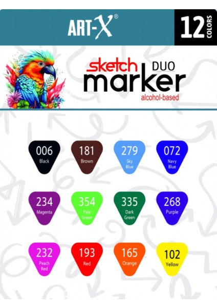 Art-X Sketch Marker Çift Taraflı Kalem Seti 12'li modelleri