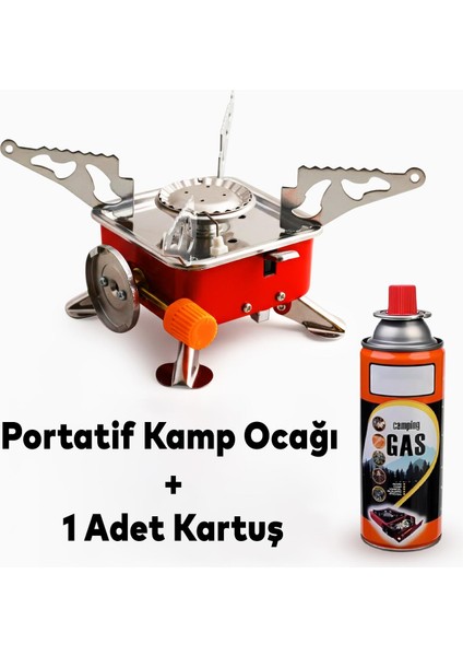Taşınabilir Kamp Ocağı + 1 Adet 400ML Kartuş Mini Tek Gözlü Portatif Kendinden Manyetolu Ocak