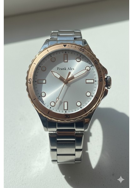 Kadın Kol Saati Altın ve Gümüş Renk, Gümüş Kadran - Şık Metal Kordon, 2 Yıl Garantili