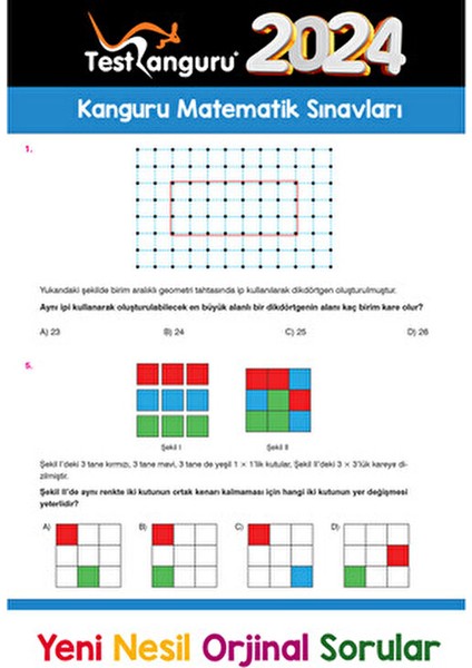 7. Sınıf Eğlenceli Kanguru Matematik Soruları Anonim Yazar Ciltsiz 128 Sayfa modelleri