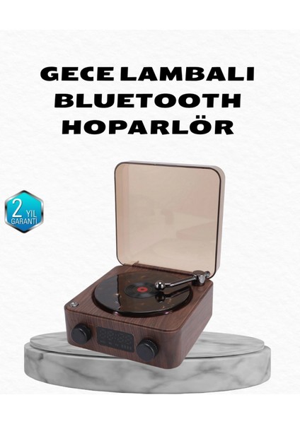 Gece Lambası Bluetooth Hoparlör Dijital Saat Çok Fonksiyonlu Su Dalgası Işıklı