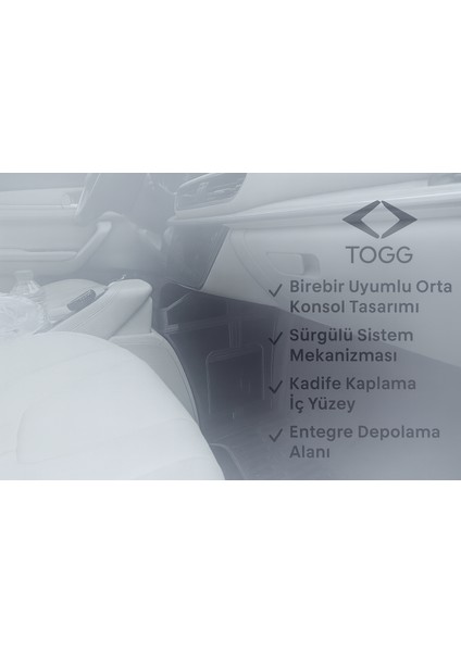 Togg T10X Ara Konsol Tamboy Sürgülü Kadifeli fiyatları