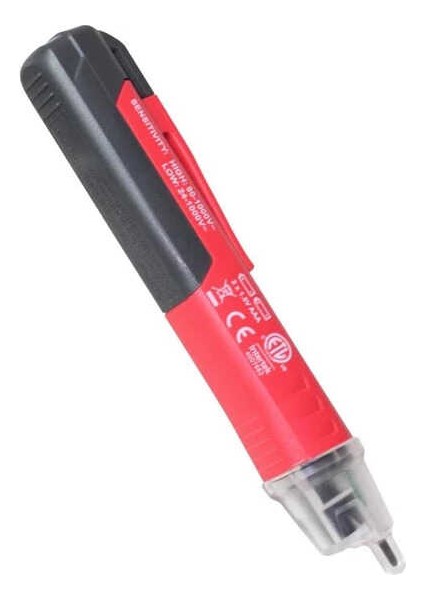 UT12D-ROW Temassız AC Voltaj Dedektörü 24-1000V, LED ve Sesli Uyarı, Kalem Tipi, Otomatik Kapanma, Kırmızı-Gri