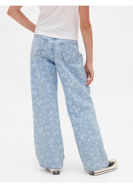Kız Çocuk Mavi Low Rise Stride Wide-Leg Jean Pantolon modelleri