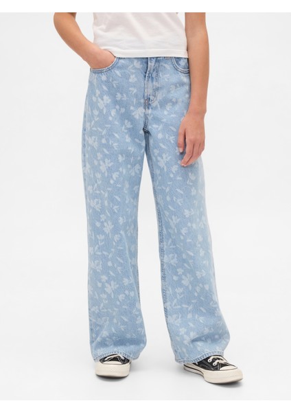 Kız Çocuk Mavi Low Rise Stride Wide-Leg Jean Pantolon fırsatları