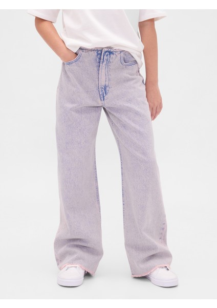 Kız Çocuk Pembe Low Rise Stride Wide-Leg Jean Pantolon fırsatları