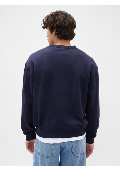 Erkek Lacivert Heavyweight Oversized Gap Logo Bisiklet Yaka Sweatshirt fırsatları