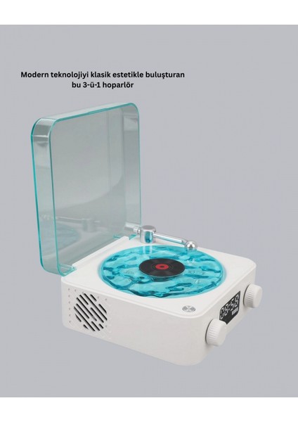 3-Ü-1 Gece Işığı Bluetooth Hoparlör Dijital Saat Vintage Plak Çalar Tasarımlı fırsatları