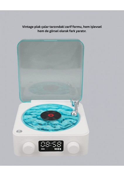 3-Ü-1 Gece Işığı Bluetooth Hoparlör Dijital Saat Vintage Plak Çalar Tasarımlı indirimleri