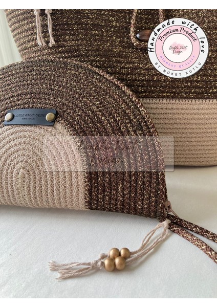 Bailey 2li Takım Plaj Çantası , El Çantası Clutch, Totebag, Kadın Çanta, Yazlık, Hediyelik, hasır Jüt Tress