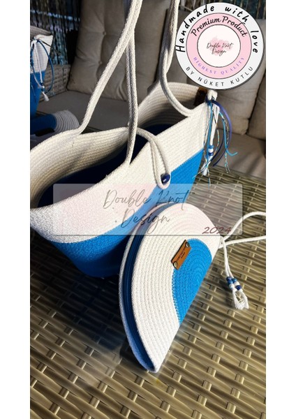 Bailey 2li Takım Plaj Çantası , El Çantası Clutch, Totebag, Kadın Çanta, Yazlık, Hediyelik, hasır Jüt Tress