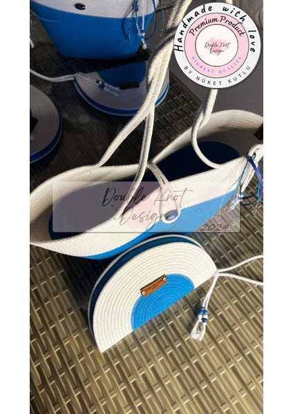 Bailey 2li Takım Plaj Çantası , El Çantası Clutch, Totebag, Kadın Çanta, Yazlık, Hediyelik, hasır Jüt Tress