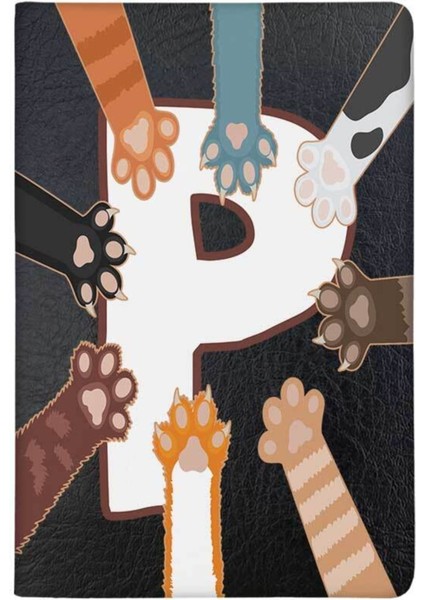 Patili P Harfi Desenli Deri Pet Evcil Hayvan Kedi Köpek Pasaport Sağlık Karnesi Kabı Kılıfı