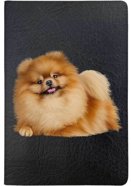 Pomeranian Boo Desenli Deri Baskılı Evcil Hayvan Pet Kedi Köpek Pasaport Kılıfı Karnesi