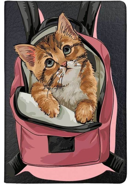 Kedi Tatilde Desenli Deri Pet Evcil Hayvan Kedi Köpek Pasaport Sağlık Karnesi Kabı Kılıfı