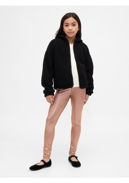 Kız Çocuk Toz Pembe Shine Leggings Tayt