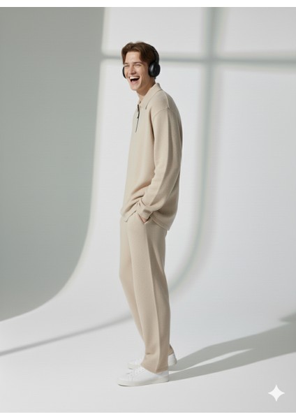 Unısex Ragular Fit Rahat Kalıp Cepli Fermuarlı Gömlek Yaka Alt-Üst Takım fiyatları