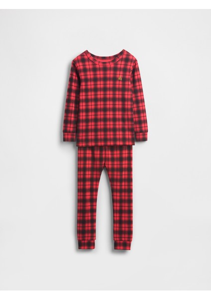 Bebek Kırmızı Organik Brushed Pamuklu Holiday Pijama Takımı modelleri