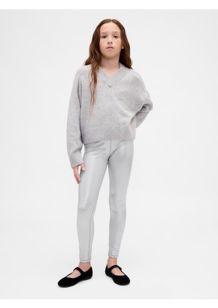 Kız Çocuk Gri Shine Leggings Tayt