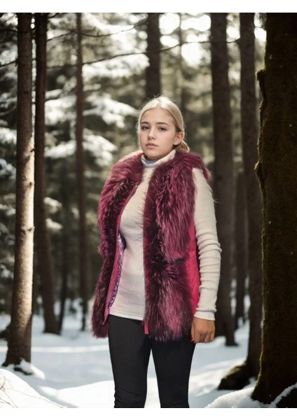 Kadın Kolsuz Hakiki Yelek - Fuşya indirimleri