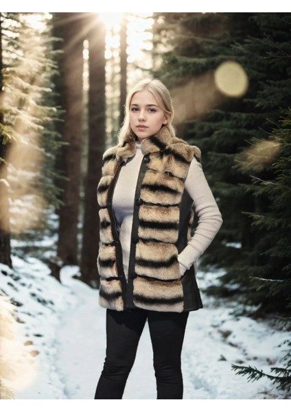 Kadın Kolsuz Hakiki Deri Kürk - Siyah indirimleri