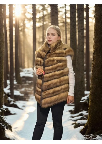 Kadın Kolsuz Hakiki Kürk - Kahve fırsatları