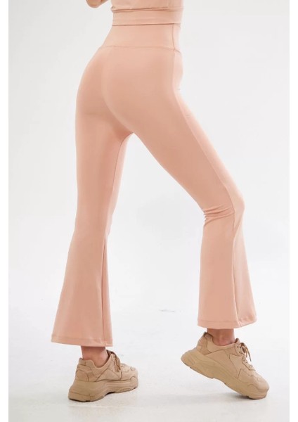 Dalgıç Yüksel Bel Ispanyol Paça Tayt - Bej fiyatları