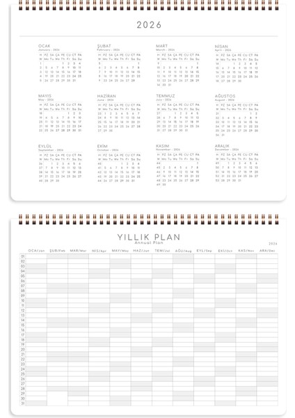 2026 Haftalık Spiralli Masaüstü Planlayıcı 24X34 cm - Desk Planner Bordo