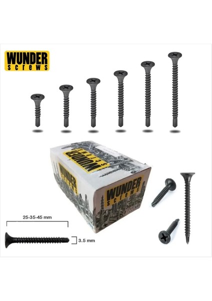 Aso Wunder 3,5X25 mm Sivri Uçlu Sık Dişli Alçıpan Vidası - 1.000 Adet modelleri