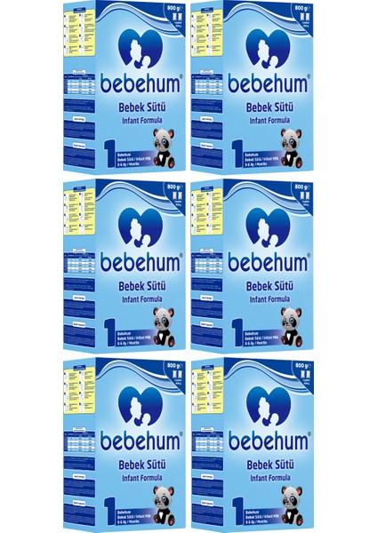 1 No Bebek Sütü 0-6 Ay 800 gr x 6 Adet