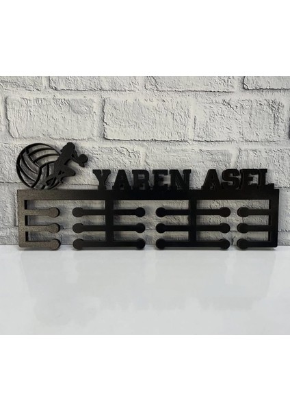 Voleybol Sporcu Kişiye Özel Madalya Askısı – 10 mm Siyah Mdf – Dekoratif Askılık modelleri
