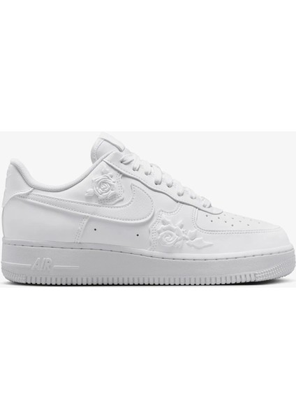 Air Force 1 Af1 07 Rose Pattern Unisex Leather Sneaker Gül Desenli Hakiki Deri Günlük Spor Ayakkabı Beyaz