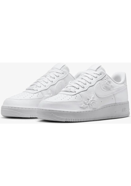 Air Force 1 Af1 07 Rose Pattern Unisex Leather Sneaker Gül Desenli Hakiki Deri Günlük Spor Ayakkabı Beyaz modelleri