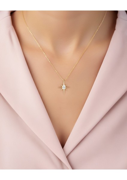 Kuzey Yıldızı Tek Taş 14 Ayar Altın Kolye fiyatları