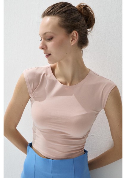 Kadın Pembe Renk Kısa Kollu Basic T-Shirt fiyatları