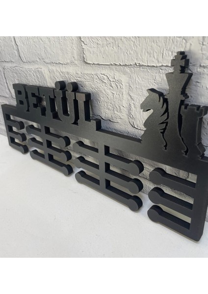 Satranç Kişiye Özel Madalya Askısı – 10 mm Siyah Mdf – Sporcu Madalya Askılığı