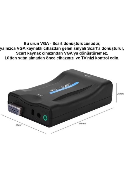 CR02 VGA Dan Scart Video ve Ses Dönüştürücü Adaptör Uzaktan Kumandalı modelleri