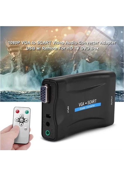 CR02 VGA Dan Scart Video ve Ses Dönüştürücü Adaptör Uzaktan Kumandalı fırsatları