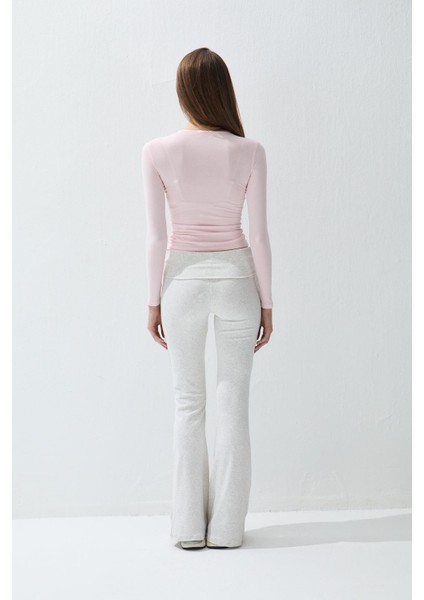 Kadın Lotus Renk Bisiklet Yaka Uzun Kollu T-Shirt indirimleri