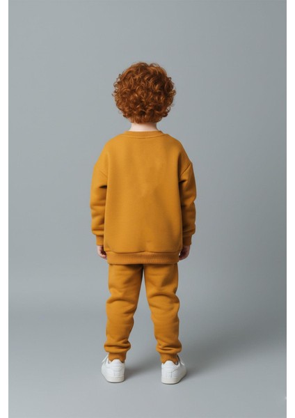 Unisex Çocuk Dikiş Detaylı 3 Iplik Hardal Alt Üst Takım fırsatları