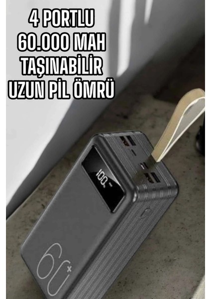 Powerbank 60.000 Mah Dijital Göstergeli 4 Portlu Taşınabilir fiyatları