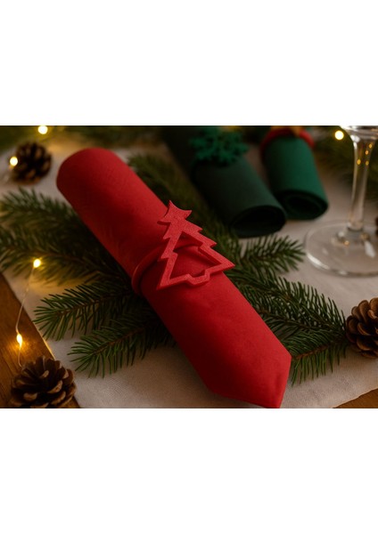 Yılbaşı Temalı Geyikli Peçete Halkası 6 Lı modelleri